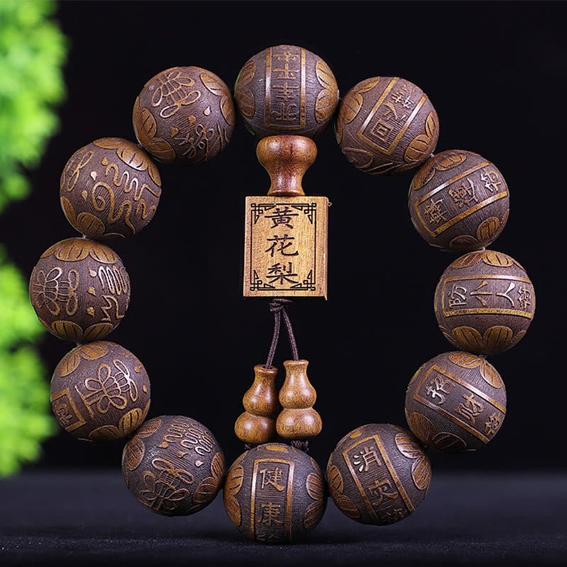 Pulsera de calidez tallada con monedas de cobre, ébano y palisandro del zodiaco chino con Buddha Stones y Pixiu