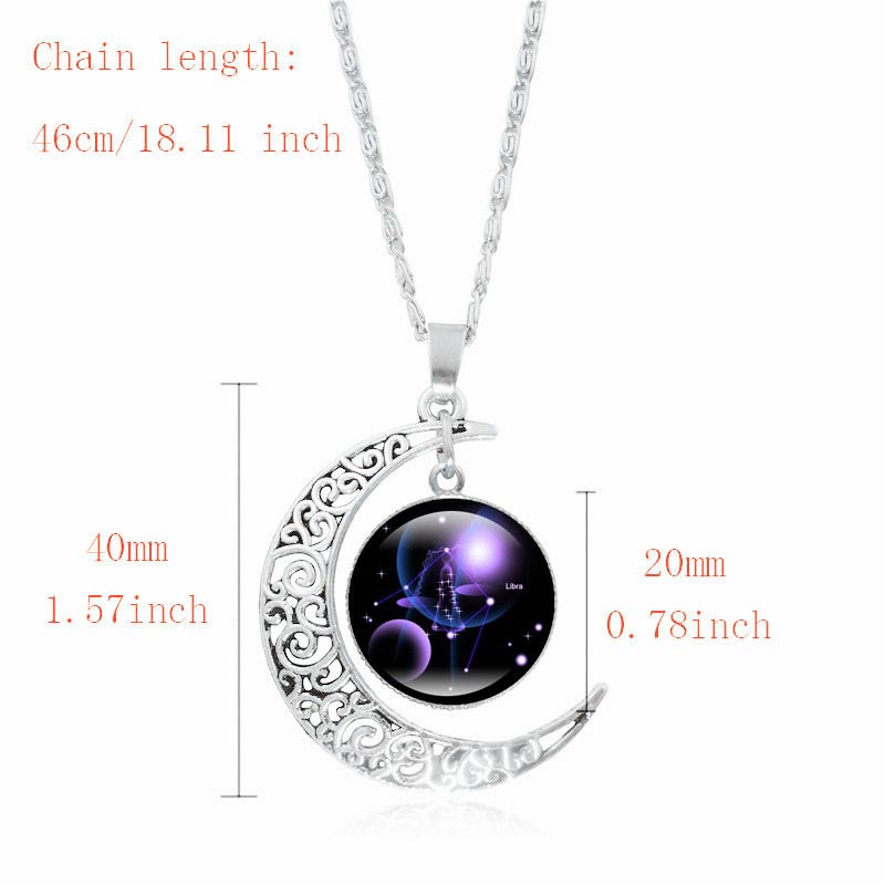 Colgante de cadena con collar de protección de la luna de las 12 constelaciones del zodíaco con Buddha Stones