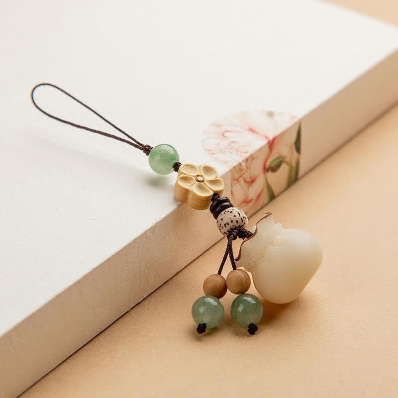 Llavero de prosperidad y bendición de flores, bolsa de dinero con semillas de Bodhi Natural, Buddha Stones