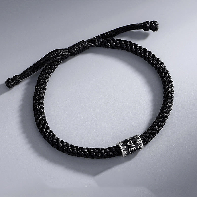 Pulsera trenzada de plata de ley 925 con Buddha Stones Om Mani Padme Hum Peace - image 2