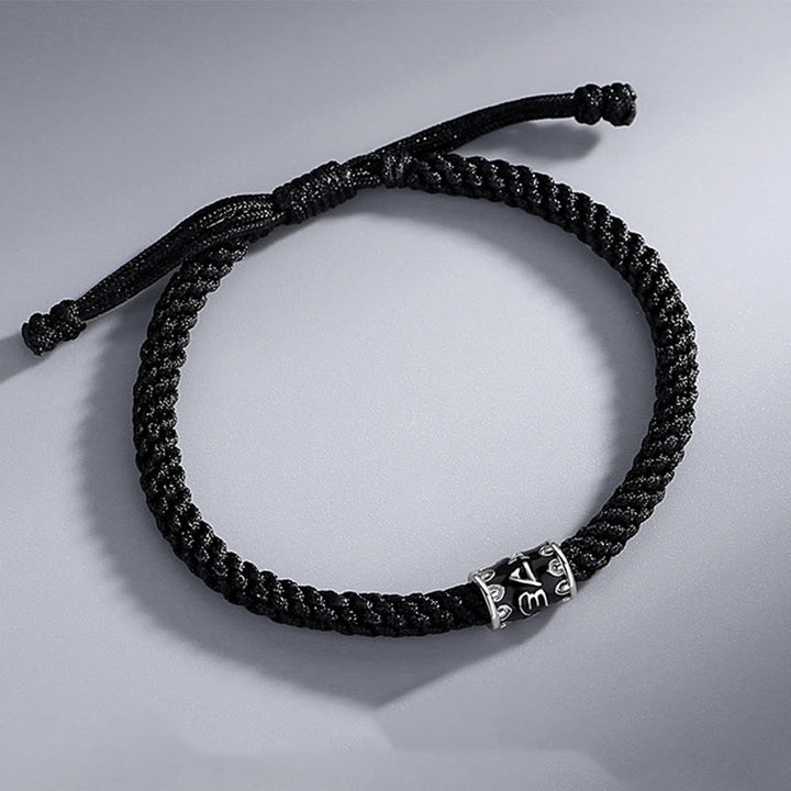 Pulsera trenzada de plata de ley 925 con Buddha Stones Om Mani Padme Hum Peace - image 2