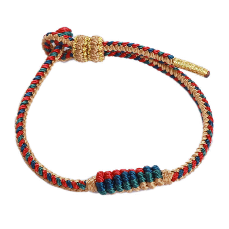 Pulsera de protección trenzada con rueda de oración, nudo de la paz, hecho a mano, con Buddha Stones tibetanas