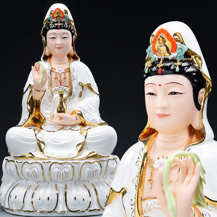 Chenrezig Bodhisattva Avalokitesvara Éxito Estatua de cerámica Decoración del hogar - image 0