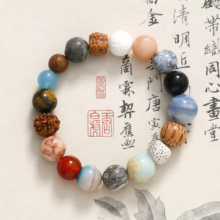 Buddha Stones, semilla de Bodhi Natural, piedra de cristal, ágata, pulsera para mantener alejados los espíritus malignos