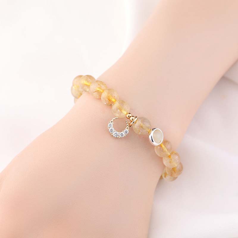 Pulsera con dije de luna y protección de la suerte de citrino