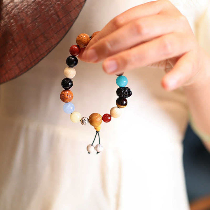 Pulsera Mala de muñeca con Buddha Stones , ágata de semilla Bodhi, sabiduría, armonía