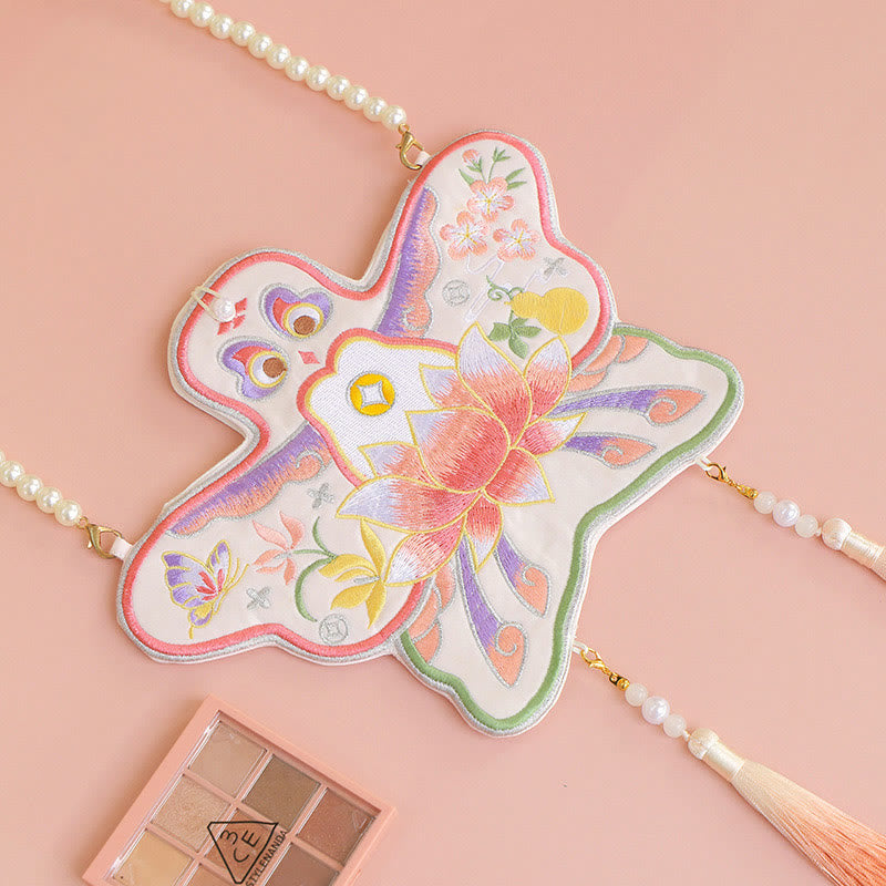 Buddha Stones suerte bordado loto Koi pez conejo flor Hanfu bolso bandolera bolso de hombro - cometa de loto - image 18