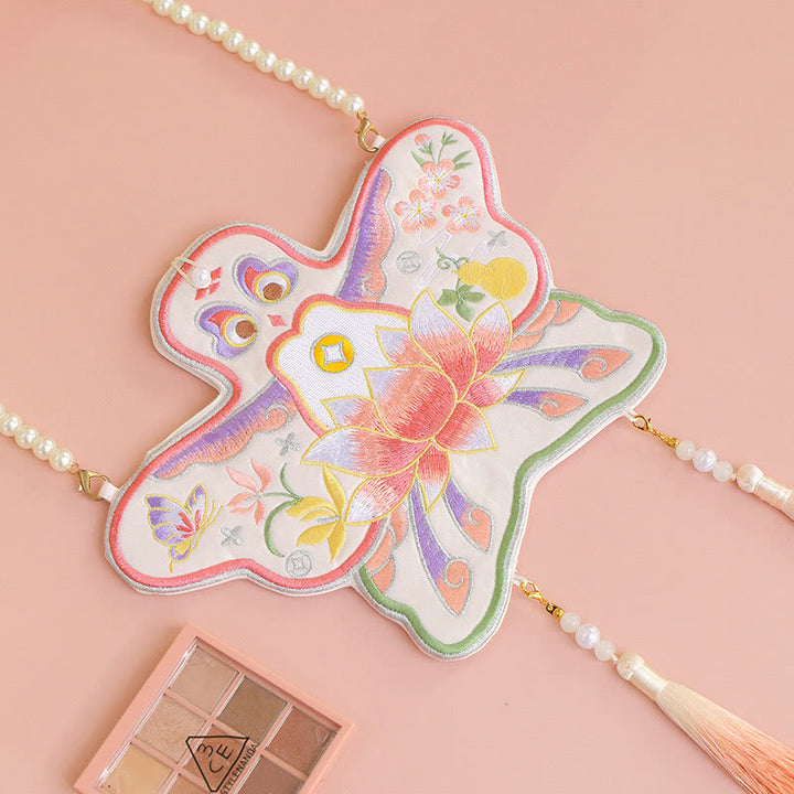 Buddha Stones suerte bordado loto Koi pez conejo flor Hanfu bolso bandolera bolso de hombro - cometa de loto - image 18