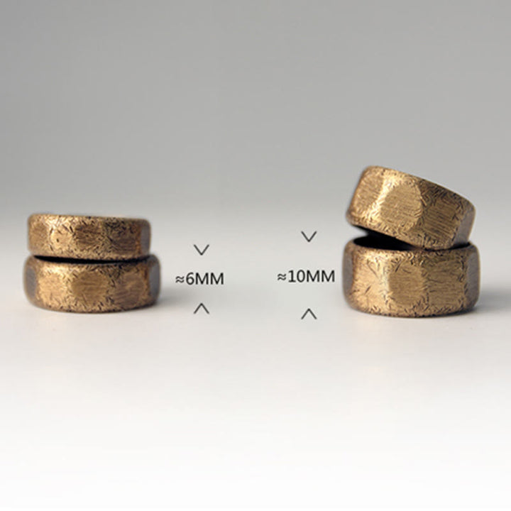 Anillo de riqueza esmerilado de latón y cobre de diseño simple tibetano - image 18