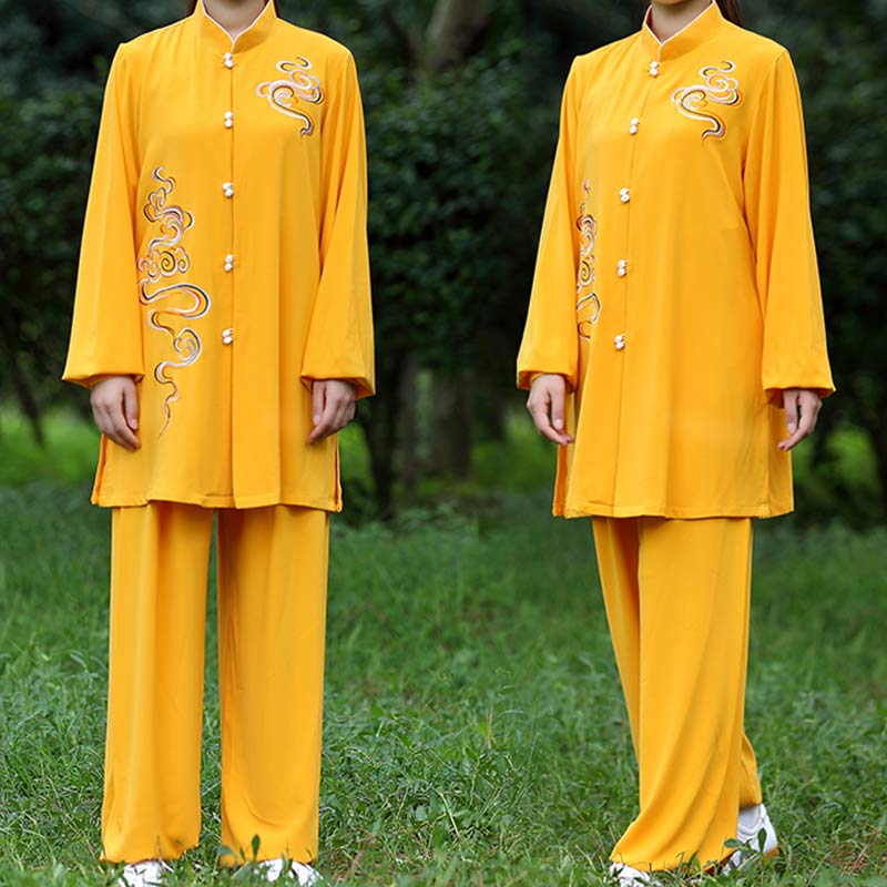 Buddha Stones nubes propicias bordado meditación oración espiritual Zen Tai Chi Qigong práctica conjunto de ropa Unisex