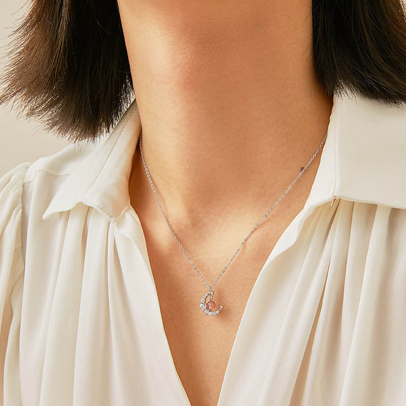 Collar curativo de amor con cristal azul de cuarzo fresa y Buddha Stones