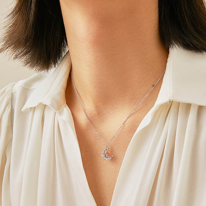 Collar curativo de amor con cristal azul de cuarzo fresa y Buddha Stones