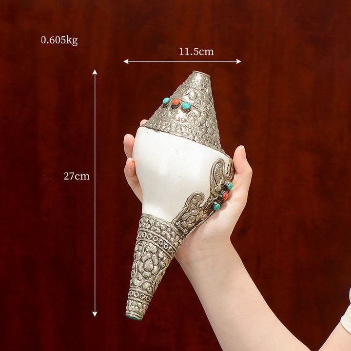 Concha de caracola Shankha Natural tibetana, concha marina, decoración del hogar de la suerte y la riqueza - Shankh grande 27*11,5 cm - image 4