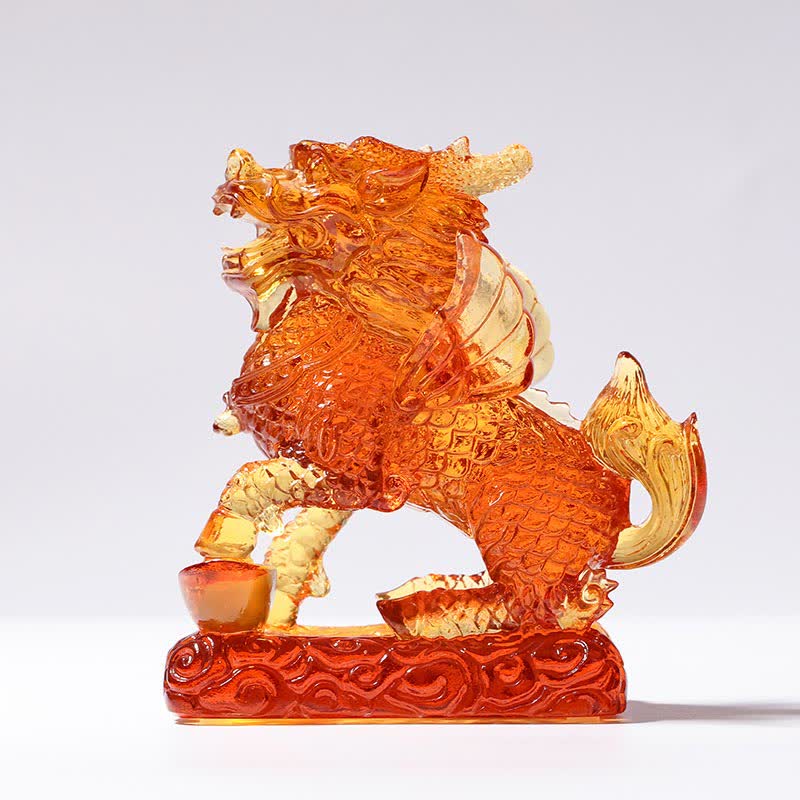 Feng Shui Kirin hecho a mano Liuli Crystal Art Piece Fortune decoración de la oficina en el hogar - image 11