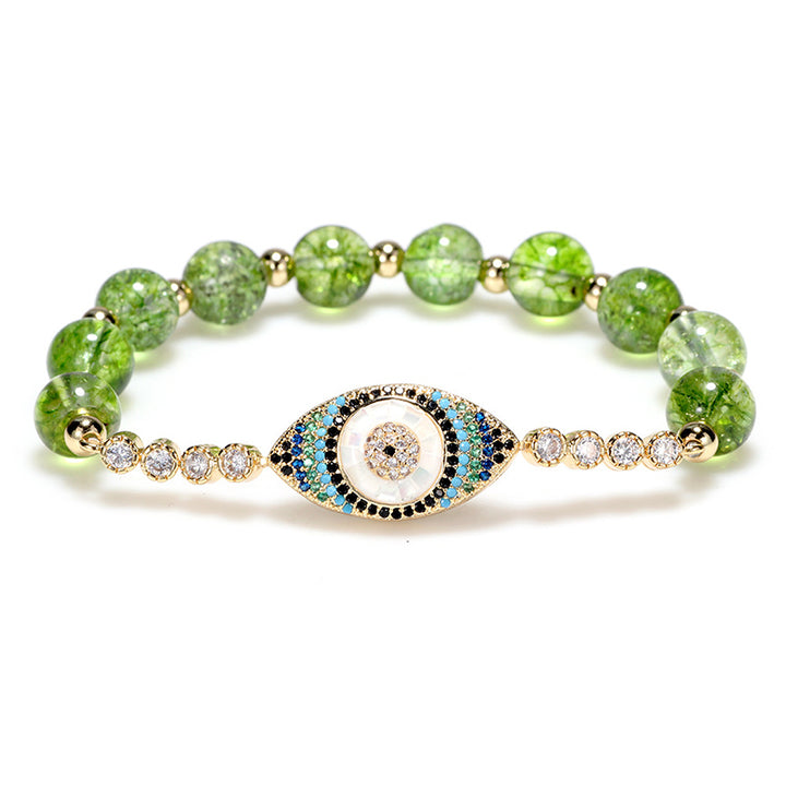 Pulsera de abundancia de mal de ojo con peridoto natural de Buddha Stones