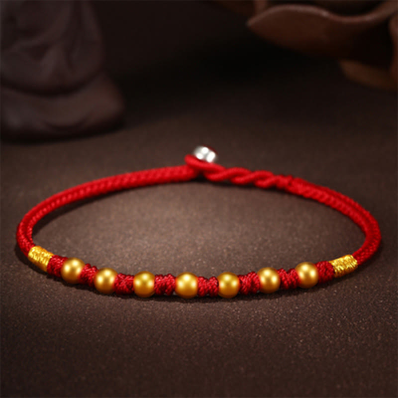 Pulsera de protección trenzada hecha a mano con nudo King Kong de la suerte con cuentas de oro 999 de piedras de Buddha Stones