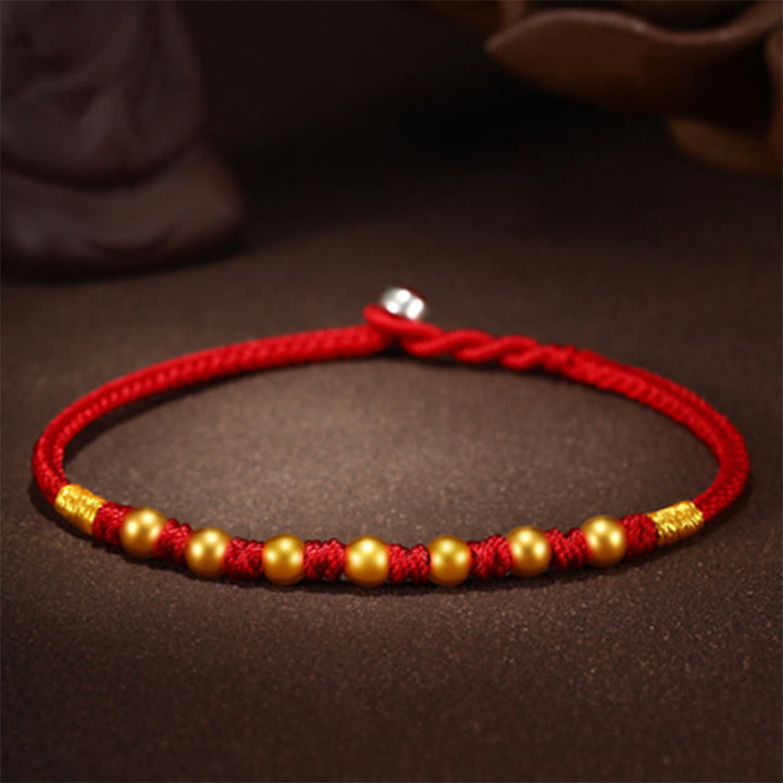 Pulsera de protección trenzada hecha a mano con nudo King Kong de la suerte con cuentas de oro 999 de piedras de Buddha Stones
