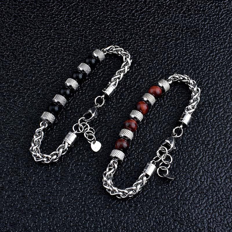 Pulsera de coraje con cuentas de ojo de tigre de ónix negro y Buddha Stones
