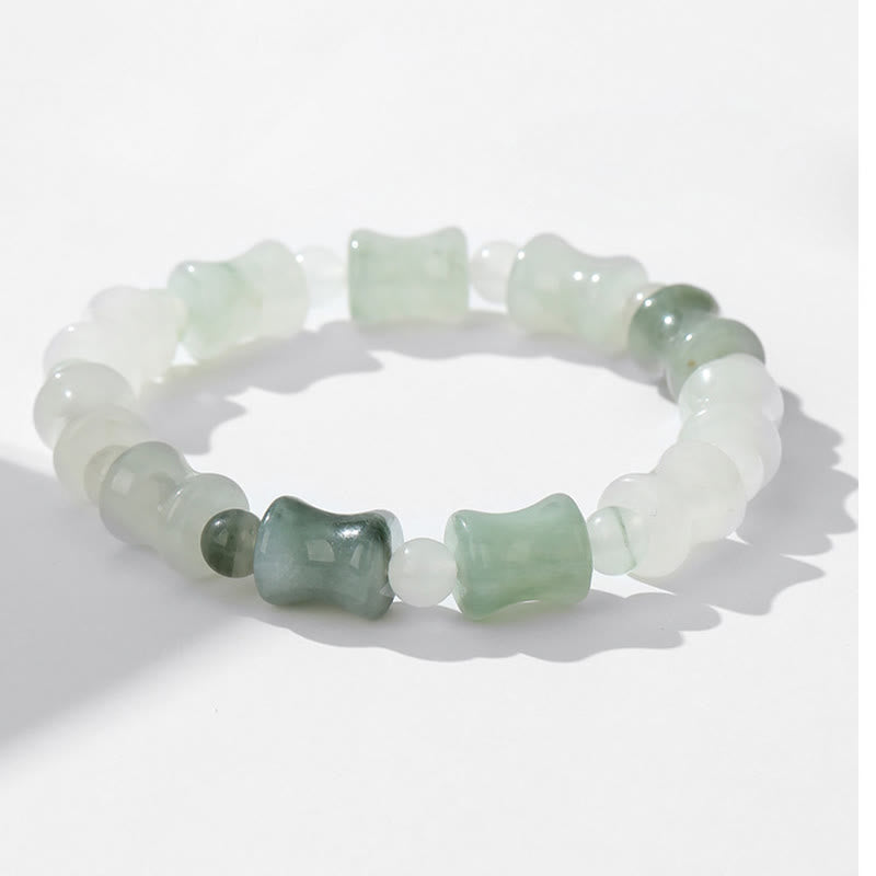 Pulsera de la suerte de la abundancia del patrón de bambú de la cáscara de coco del jade de las Buddha Stones