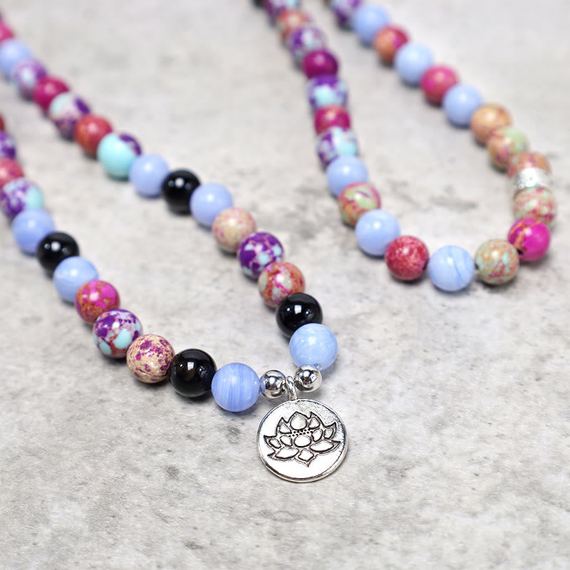 Buddha Stones Natural Púrpura Miano Piedra Real Lotus Mala - image 3