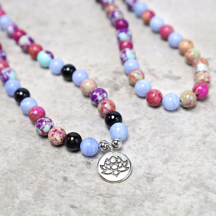 Buddha Stones Natural Púrpura Miano Piedra Real Lotus Mala - image 3