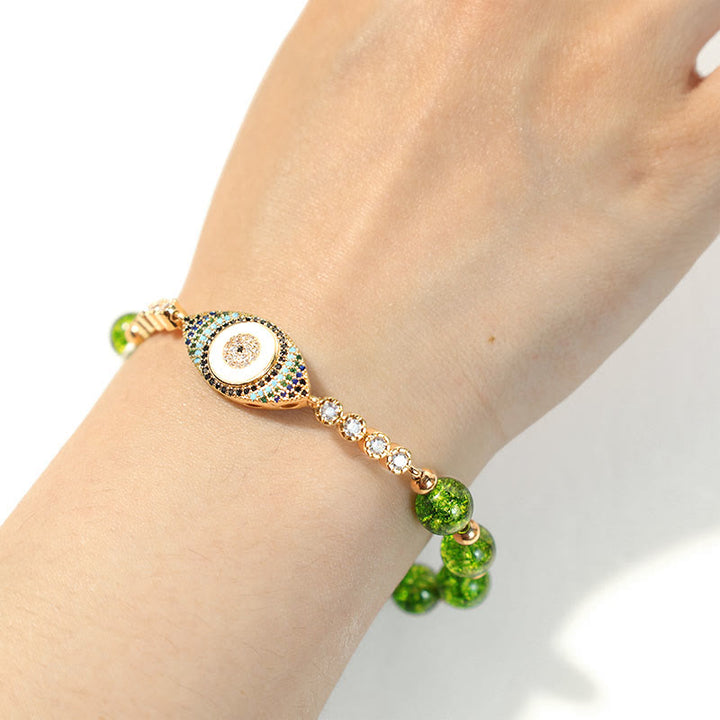 Pulsera de abundancia de mal de ojo con peridoto natural de Buddha Stones