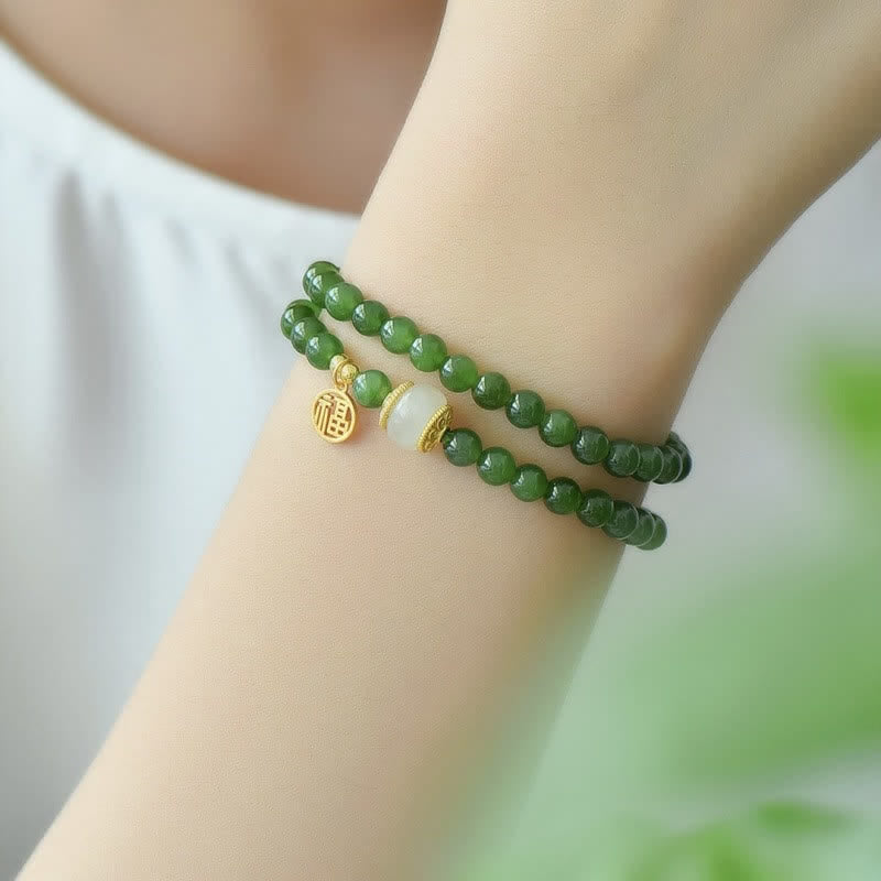 Pulsera de bendición de felicidad de jade cian hetiano
