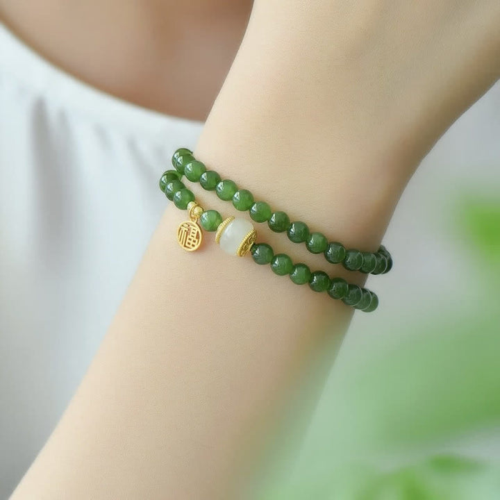 Pulsera de bendición de felicidad de jade cian hetiano