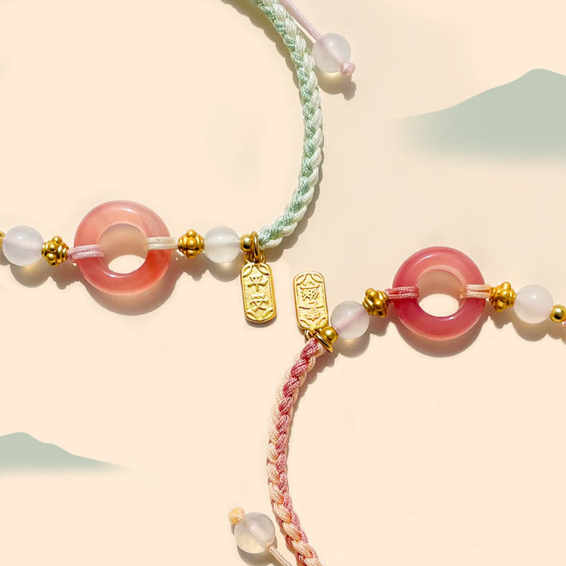 Pulsera trenzada hecha a mano con hebilla de la paz y ágata de la paz y la alegría de las Buddha Stones