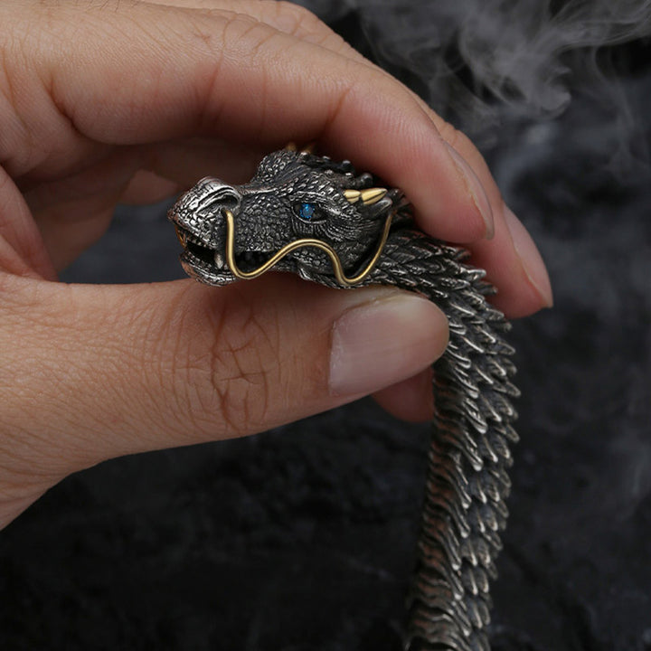 Pulsera de cadena de protección de la suerte con amuleto hecho a mano de dragón nórdico de Buddha Stones