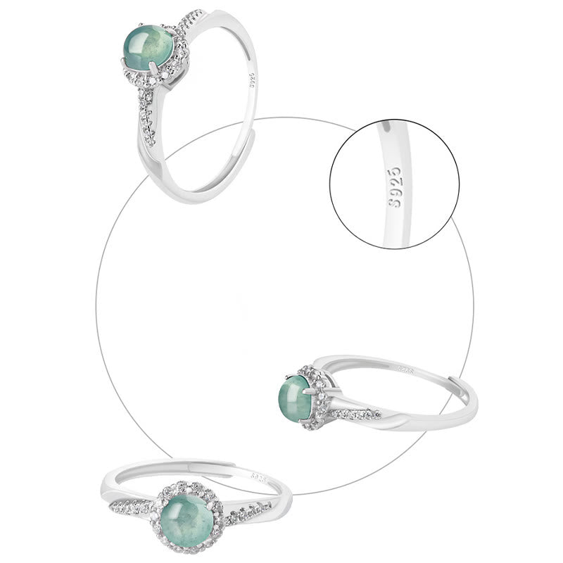 Anillo ajustable de plata de ley 925 con Buddha Stones , redondo, jade, suerte, prosperidad - image 4