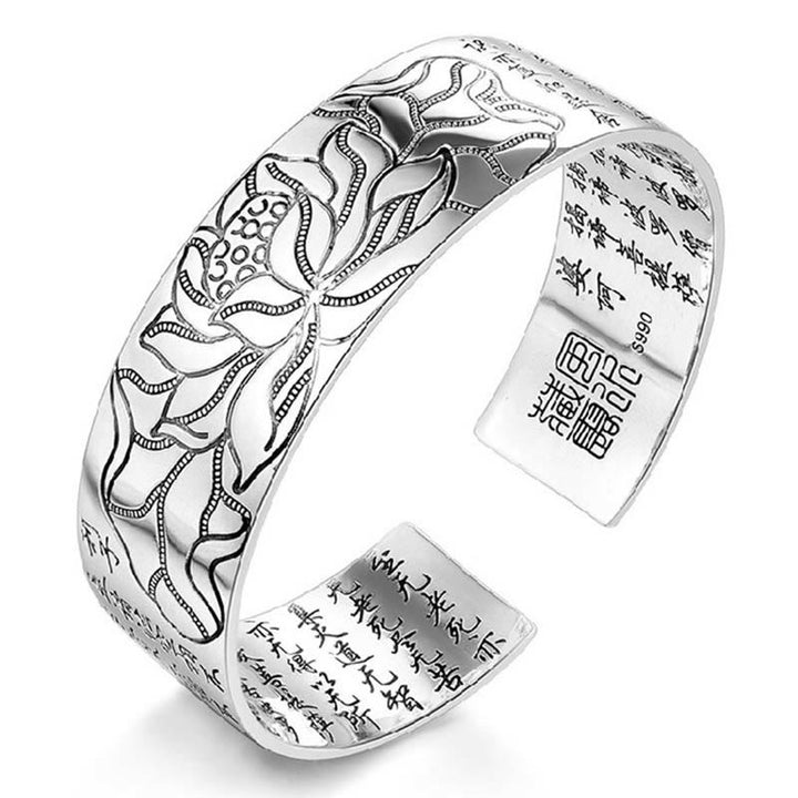 Pulsera de la suerte de cobre blanco con loto tibetano y Buddha Stones