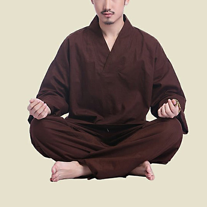 Conjunto de ropa de Yoga para hombre, diseño con cuello en V , Buddha Stones, meditación, oración, espiritual, Zen, lino y algodón - image 1