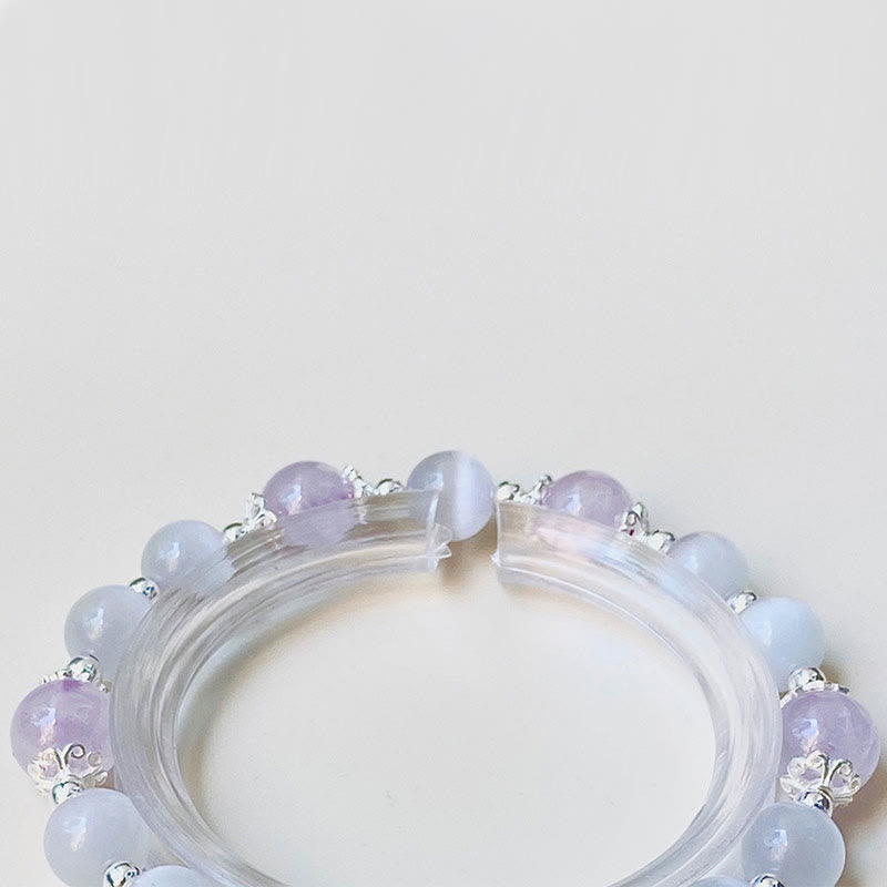 Pulsera de estrella de conciencia espiritual de ojo de gato de amatista natural de plata de ley 925 con Buddha Stones - image 7