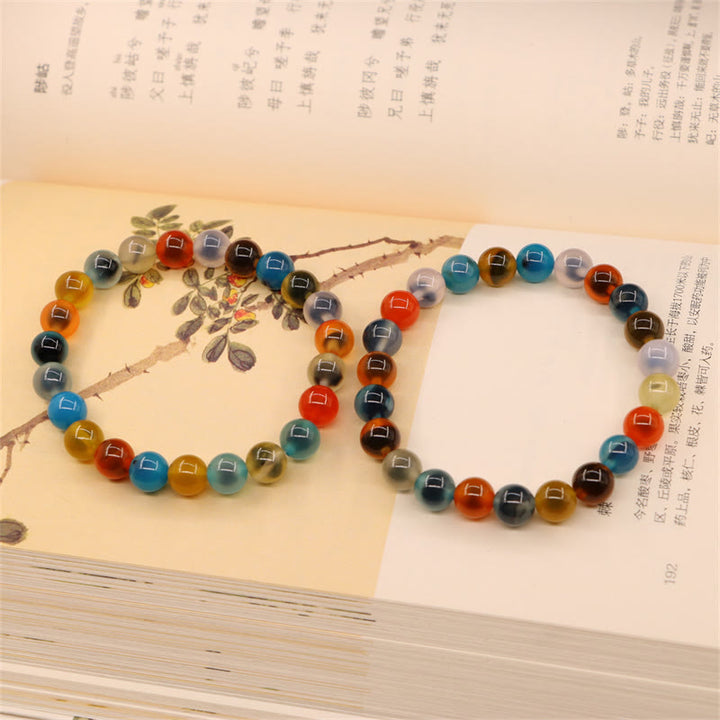 Pulsera colorida de cuentas de fuerza curativa de ágata de caramelo