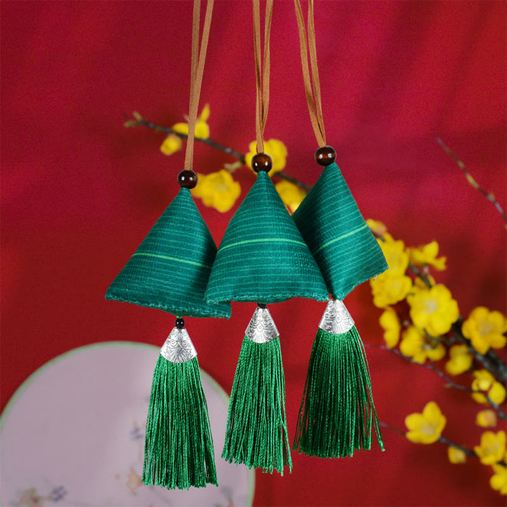 Buddha Stones Dragon Boat Festival Zongzi patrón bolsita protección borla colgante decoración