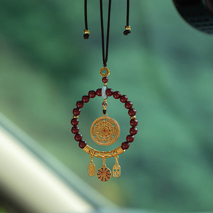 Buddha Stones cinabrio Natural deseo Ruyi paz bendición coche colgante decoración