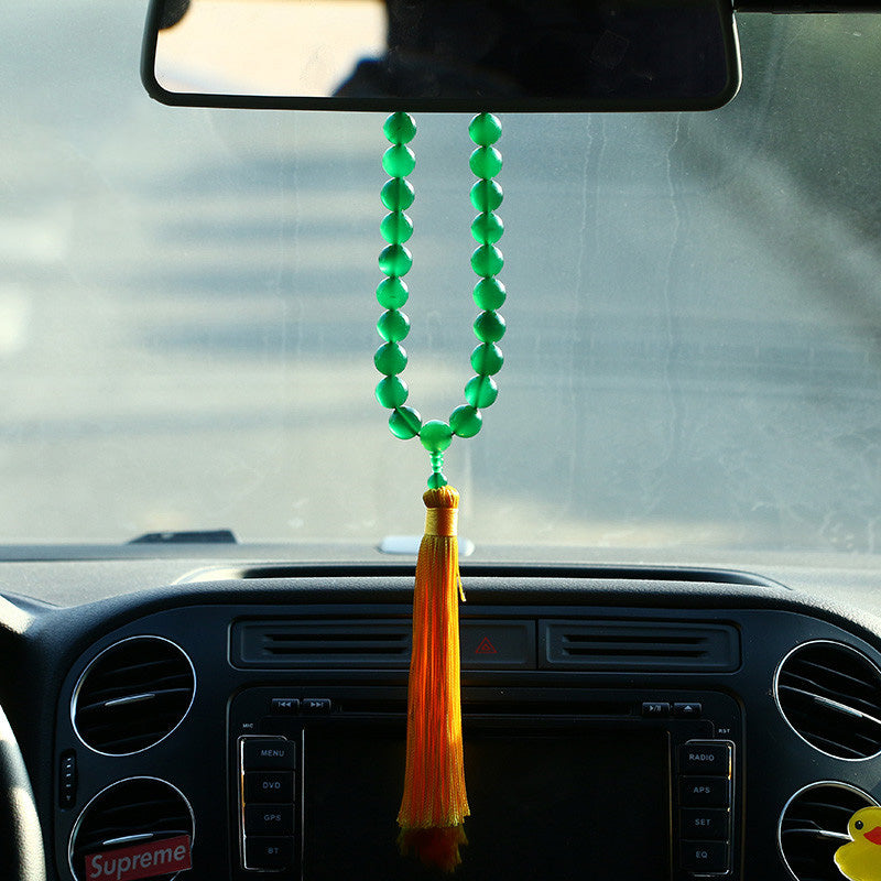 Ágata verde Natural muñeca Mala Power borlas bolsillo Mala decoración del coche