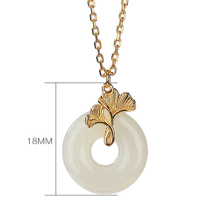 Collar con colgante de plata de ley 925 con Buddha Stones , jade hetiano natural, hoja de Ginkgo, hebilla de la paz, suerte - image 5