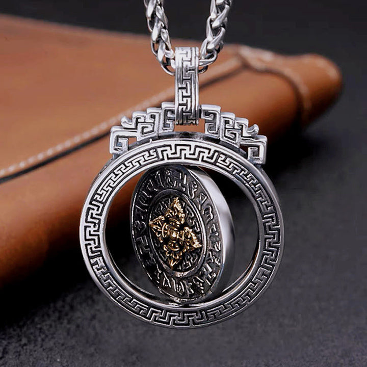 Colgante de collar de paz de pureza giratoria con Buddha Stones tibetanas Om Mani Padme Hum doble Dorje Vajra - image 8