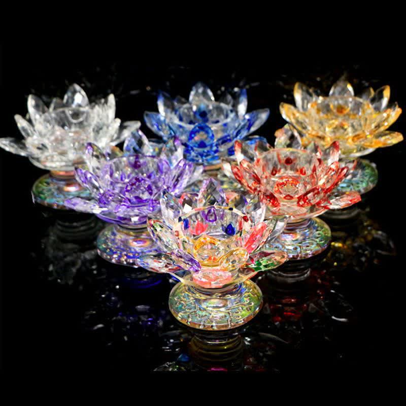 Candelabro de cristal con flor de loto, decoración para el hogar y la Oficina