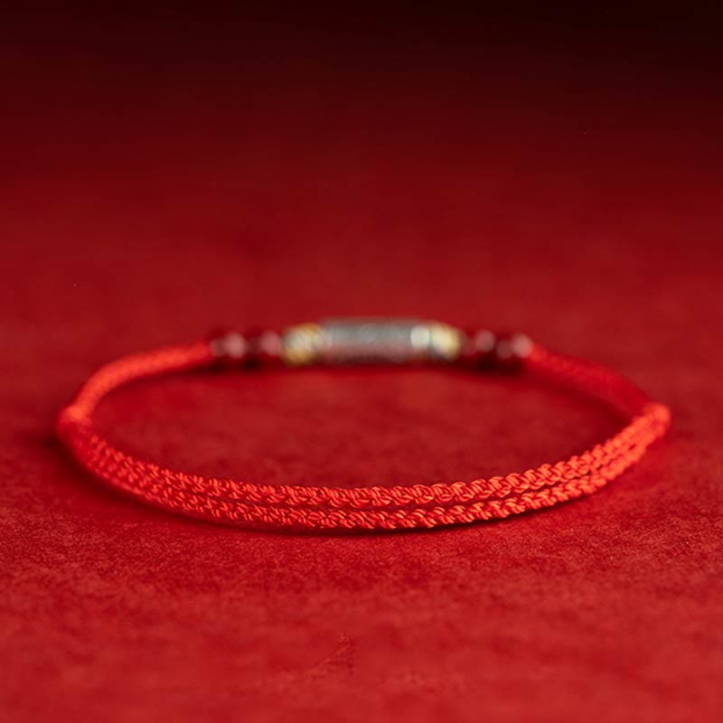 Pulsera tobillera trenzada hecha a mano con cuentas de cinabrio y pez Koi de plata de ley 925 con Buddha Stones - image 4