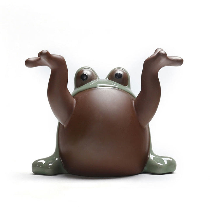 Buddha Stones FengShui, riqueza, suerte, rana bonita, té de cerámica, figura decorativa para mascota