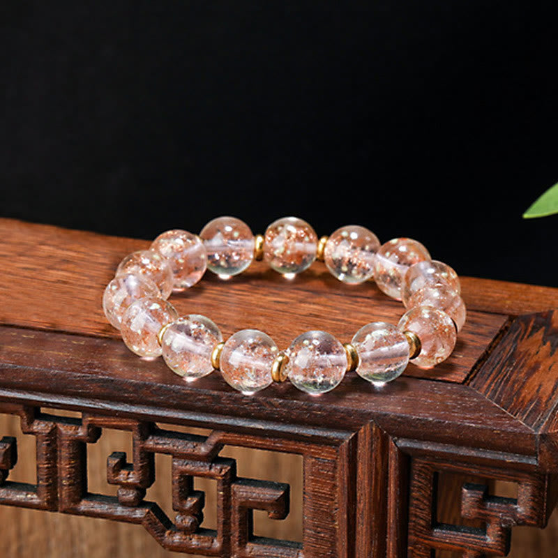 Pulsera de éxito con cuentas de cristal Liuli fluorescentes luminosas con abalorio familiar de bestia tragadora de oro con Buddha Stones