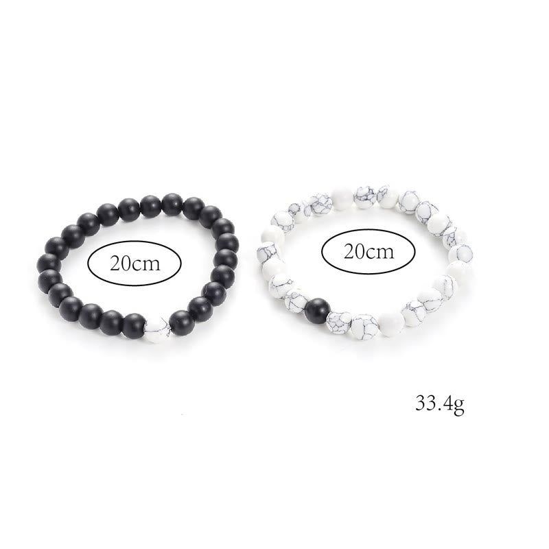 Pulsera de pareja con cuentas de turquesa blanca y piedra esmerilada Natural de Buddha Stones , 2 uds.