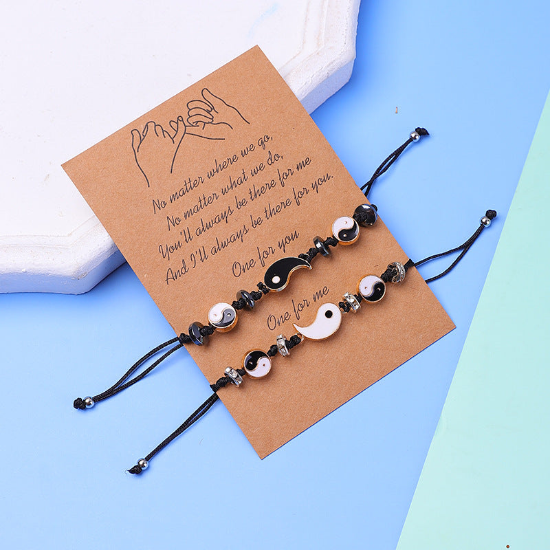 Pulsera de pareja de hematita Yin Yang, 2 piezas, Buddha Stones
