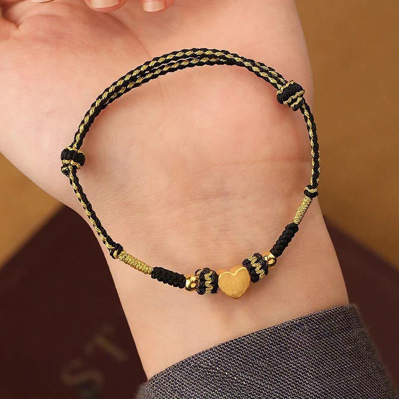 Pulsera trenzada hecha a mano con Buddha Stones, Tíbet, corazón de amor, nudo King Kong, suerte