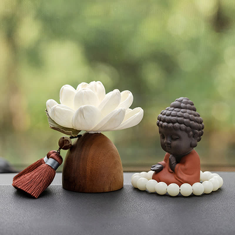 Decoraciones de cura calmante de flor de Buda de madera de melocotón negro - image 0