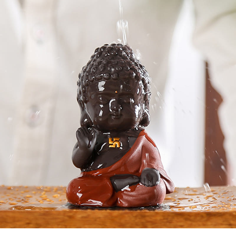 Buddha Stones Pequeño Buda Serenidad Arcilla Púrpura Decoración de Escritorio para el Hogar - image 12