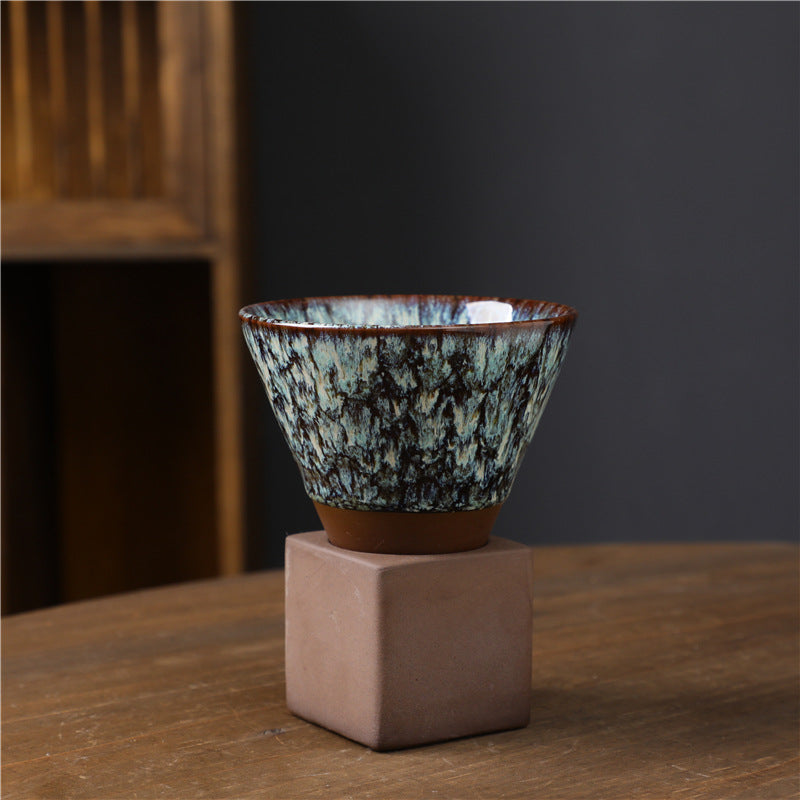 Taza de café de cerámica con cambio de horno Retro Buddha Stones, taza de café expreso con Base de 200ml